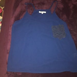 Navy Blue Chiffon Pocket Tank